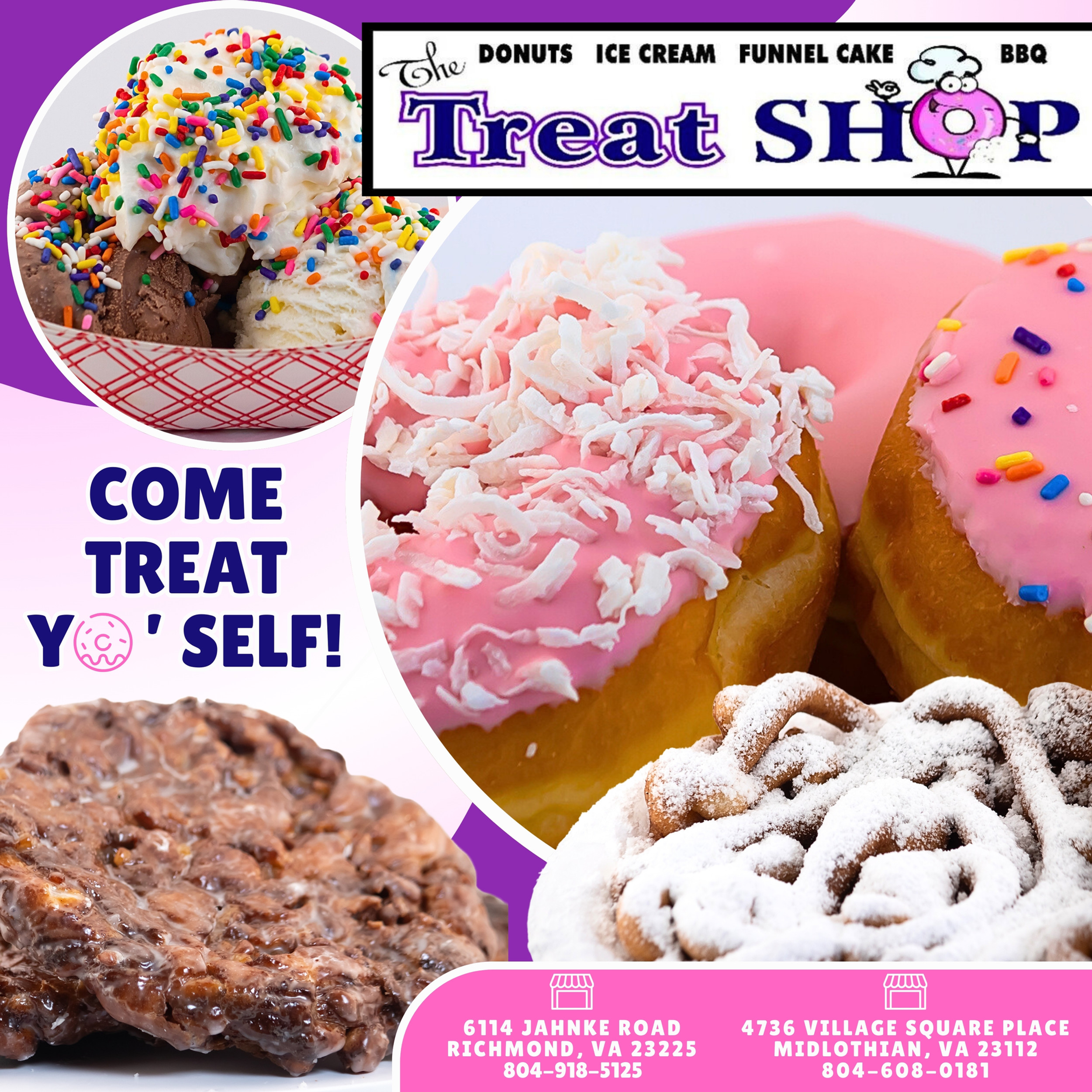 Indulge in sweet carnival-like treats at The Treat Shop and other local favorites in Midlothian this National Donut Day.