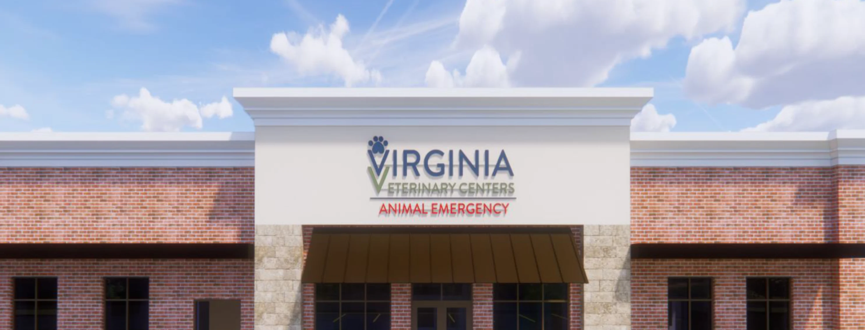 The welcoming front entrance of Virginia Veterinary Centers Midlothian, located at 12077 Hull Street Road.