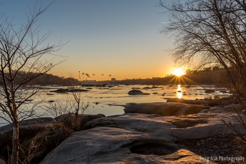 Experience breathtaking sunrises on the James River near Midlothian.